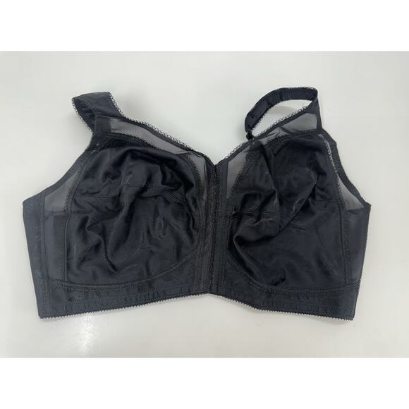 Playtex 18 Hour Womens Bra Size 46DD Black Front Clasp Wirefree 4695 - Picture 1 of 9